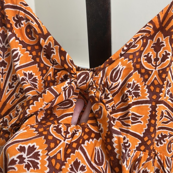 Knox Rose Wide Strap Sleeveless A-Line Dress Coral Orange Floral XL EUC - Picture 3 of 7